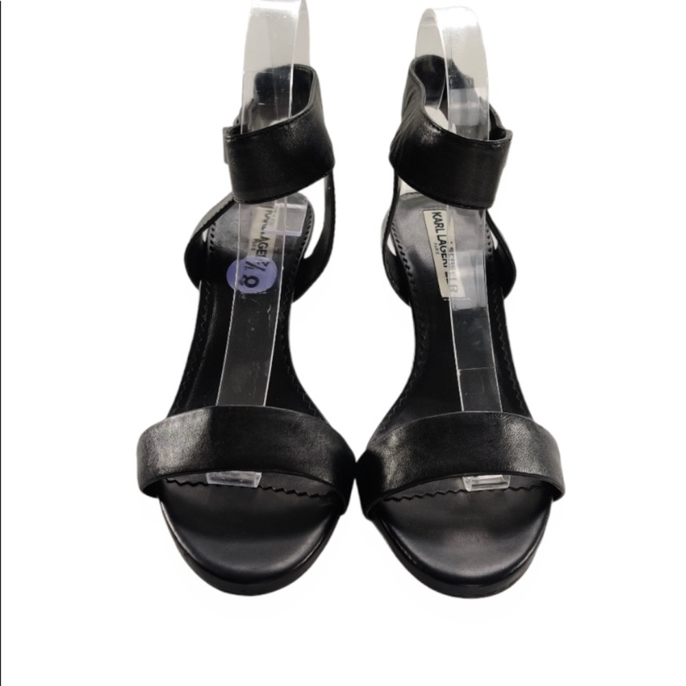 Karl Lagerfeld Olivia Black Ankle Strap Heels sz 10